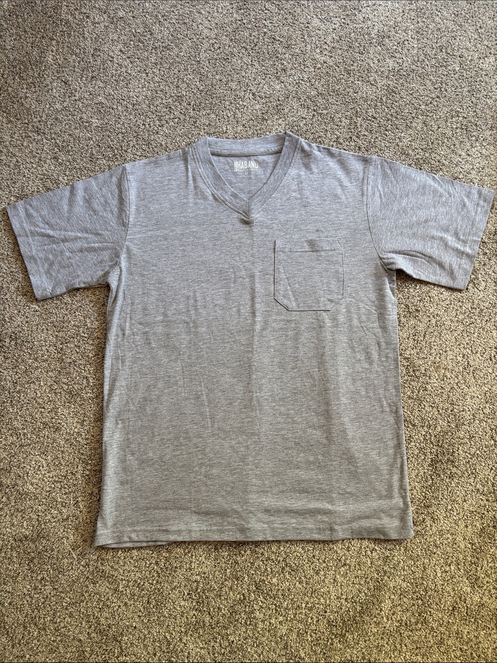 Haband Gray V-Neck Short Sleeve Pocket Tee